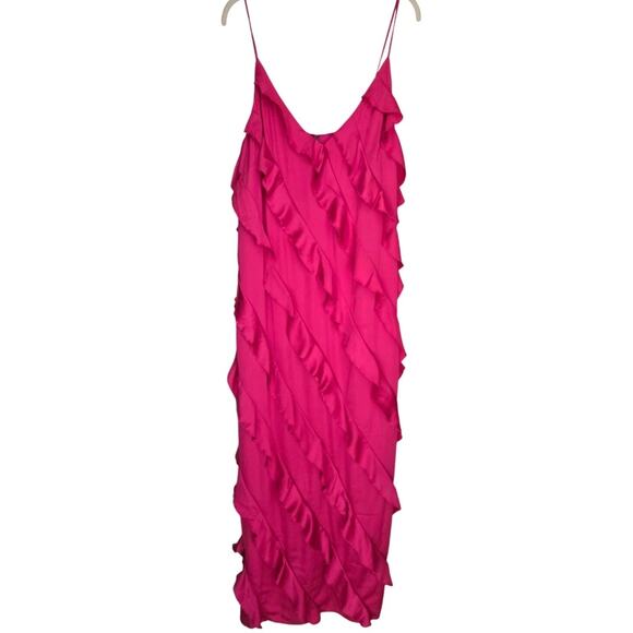 NWT By Anthropologie Bias-Cut Ruffled Midi Dress $198 MEDIUM Pink - Picture 5 of 7